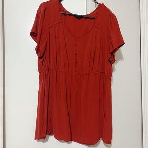 Torrid burnt orange sweetheart babydoll blouse